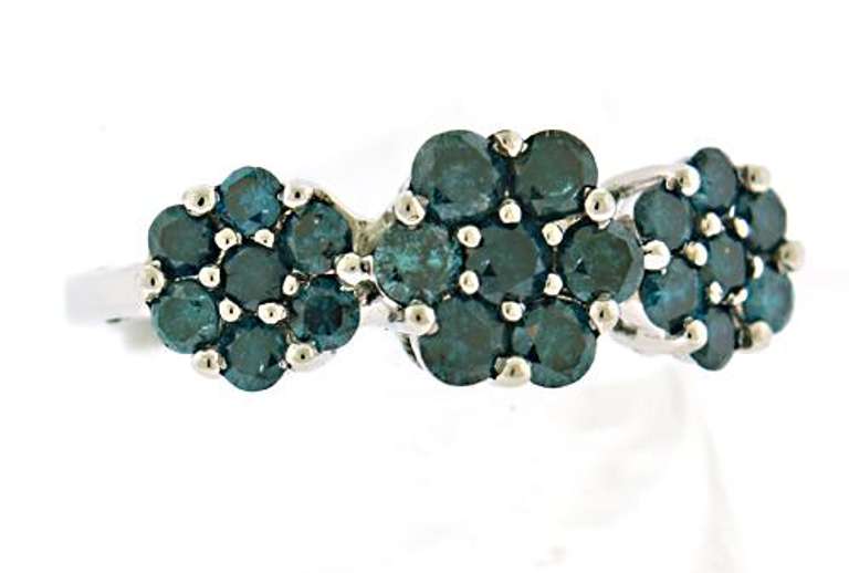IR Teal Diamond Cluster Ring
