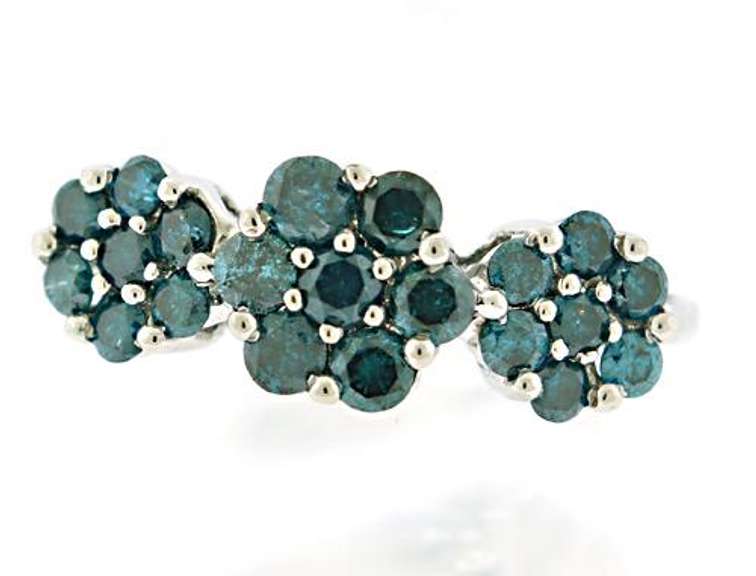 IR Teal Diamond Cluster Ring