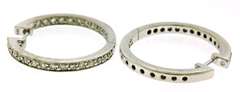 Fancy 14kt White Gold Diamond in out Hoop Earrings