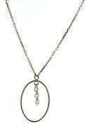 Fashionable 14kt WG Diamond Oval Pendant Necklace