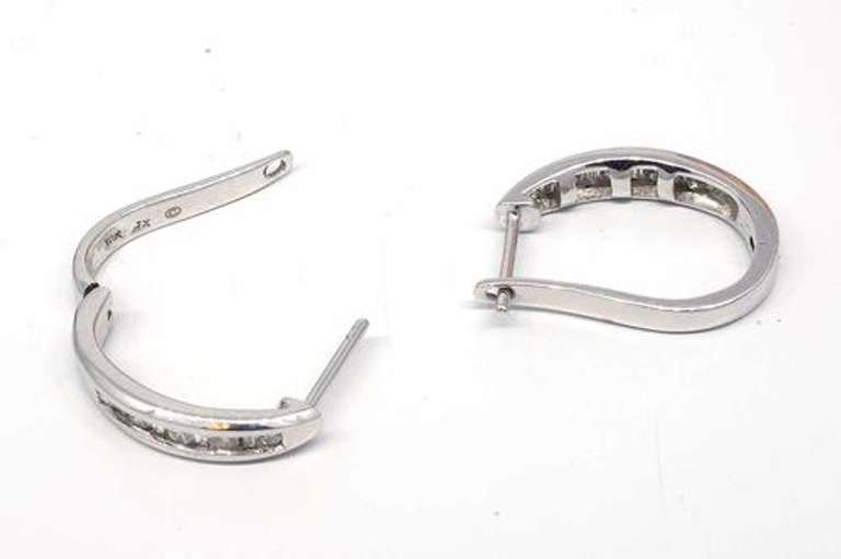 Diamond Elongated Hinged Hoop Earrings