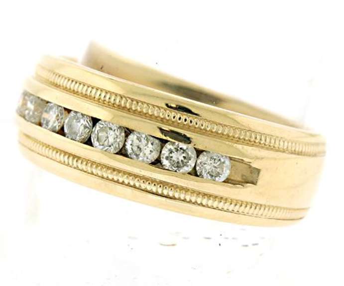 Handsome Gents' 14kt YG Channel Set Wide Band