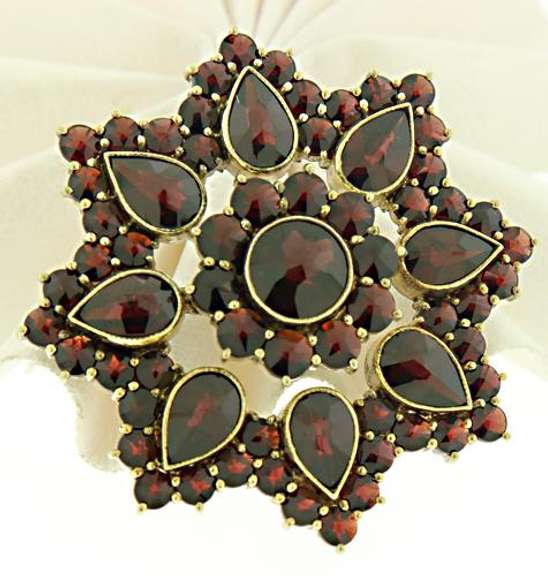Gorgeous 14kt YG Bohemian Garnet Brooch