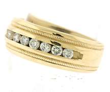 Handsome Gents' 14kt YG Channel Set Wide Band