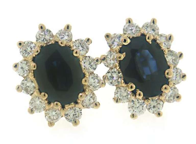 Elegant Oval Sapphire & Diamond Earrings