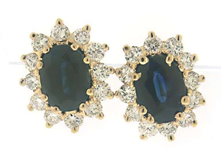 Elegant Oval Sapphire & Diamond Earrings