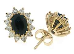 Elegant Oval Sapphire & Diamond Earrings