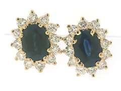 Elegant Oval Sapphire & Diamond Earrings