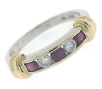 Amazing Diamond and Ruby Two tone Band