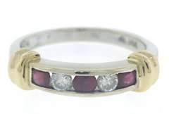 Amazing Diamond and Ruby Two tone Band