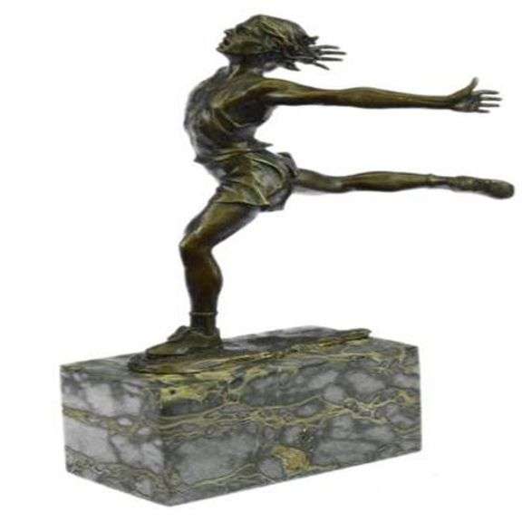 Track Runner Modernist Bronze Sculpture