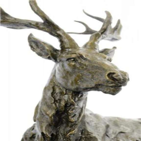 Elk Stag Buck Deer Lodge Bronze Sculpture on Marble