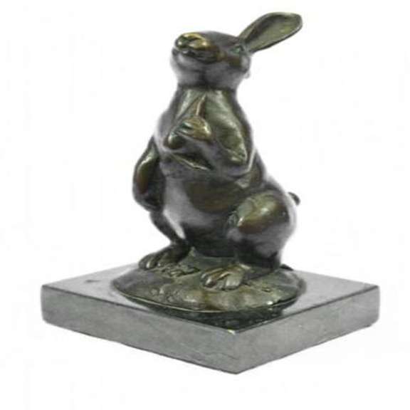 Animal Edition Bronze Bunny With Carrot Sculpture