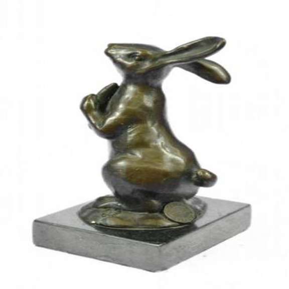Animal Edition Bronze Bunny With Carrot Sculpture