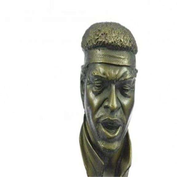 Guitar Player Bronze Sculpture on Marble Base Statue