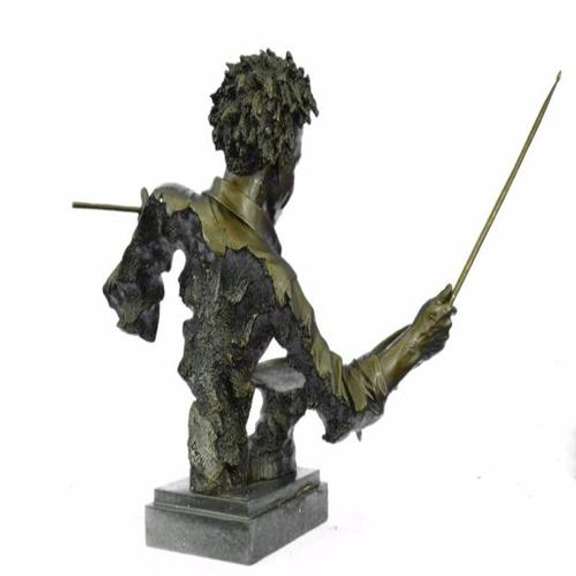 Bronze Drum Set Figurine on Marble Base Statue