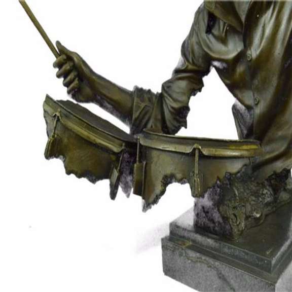 Bronze Drum Set Figurine on Marble Base Statue