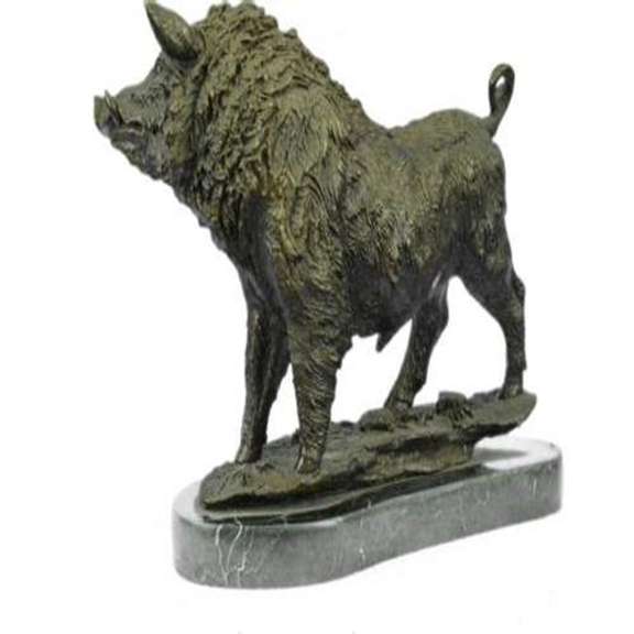 Wild Boar Pig Art Deco Bronze Figurine