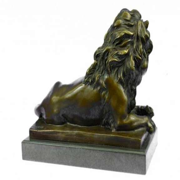 Male Lion Jungle King Bronze Metal Statue on Marble