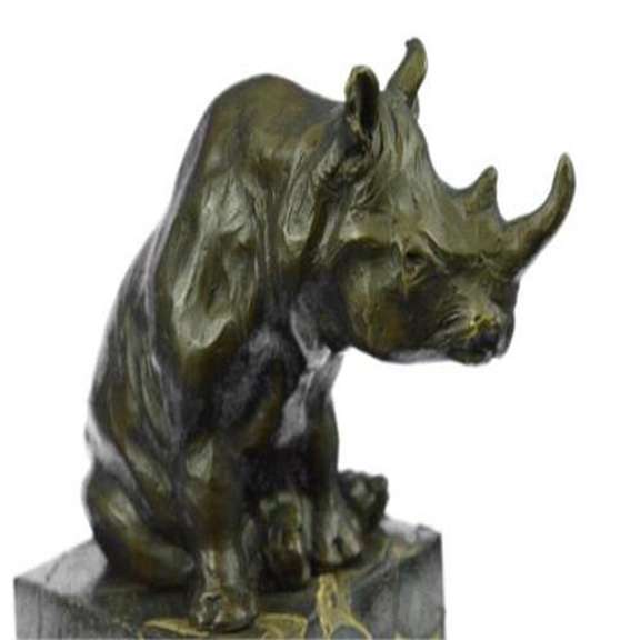 African Rhino Wild Life Bronze Sculpture