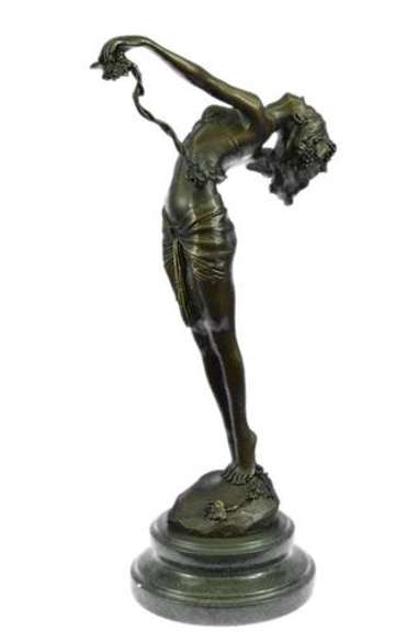 Nude Beauty Stretching Bronze Figurine