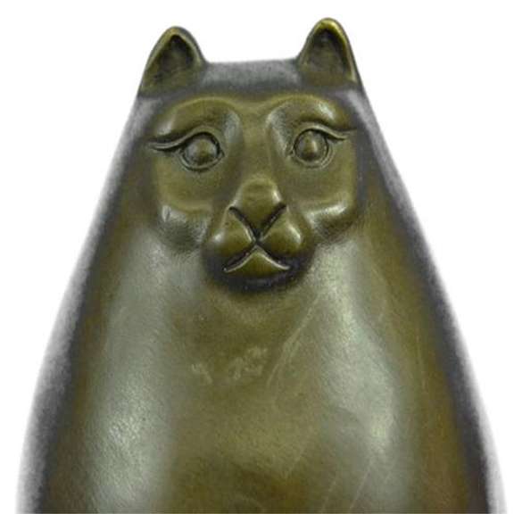 Handcrafted Detailed Hot Cast Cat Bronze Sculpture