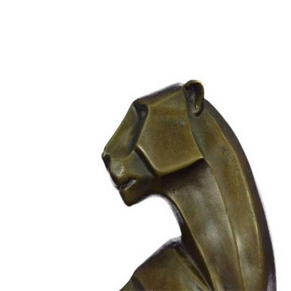Handcrafted Mountain Lion Bronze Sculpture on Marble