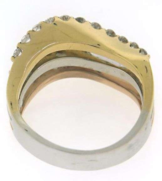 Triple Row Tri Color Diamond Wave Band