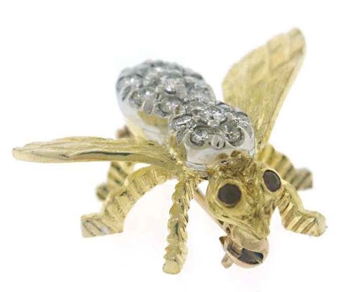 Pave Diamond and Eye Ruby Bee Pin