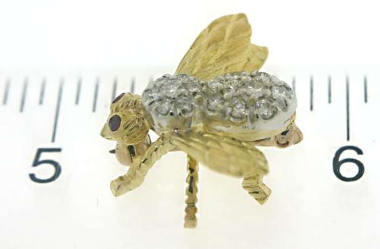 Pave Diamond and Eye Ruby Bee Pin