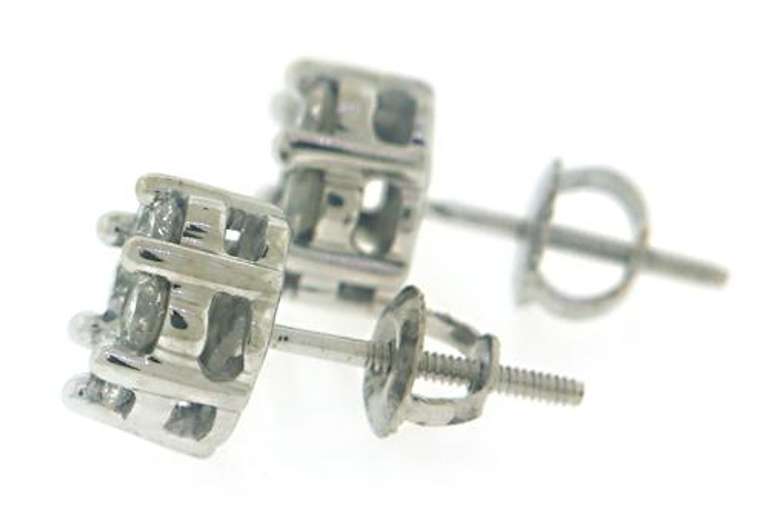 Classy White Gold Diamond Cluster Earrings