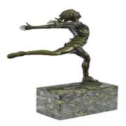 Track Runner Modernist Bronze Sculpture