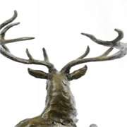 Elk Stag Buck Deer Lodge Bronze Sculpture on Marble