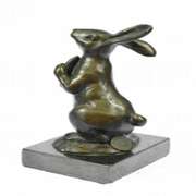 Animal Edition Bronze Bunny With Carrot Sculpture