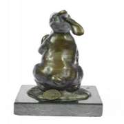 Animal Edition Bronze Bunny With Carrot Sculpture