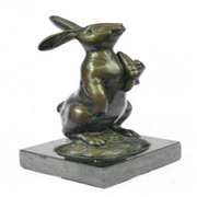 Animal Edition Bronze Bunny With Carrot Sculpture