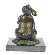 Animal Edition Bronze Bunny With Carrot Sculpture