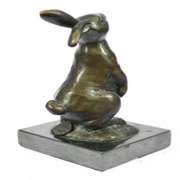 Animal Edition Bronze Bunny With Carrot Sculpture