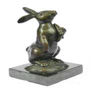 Animal Edition Bronze Bunny With Carrot Sculpture
