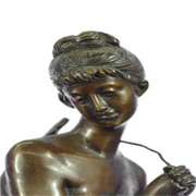 Sexy Girl Playing Old Fashion Guitar Bronze Sculpture