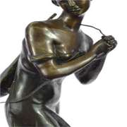 Sexy Girl Playing Old Fashion Guitar Bronze Sculpture