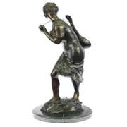 Sexy Girl Playing Old Fashion Guitar Bronze Sculpture