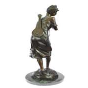 Sexy Girl Playing Old Fashion Guitar Bronze Sculpture