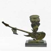 Guitar Player Bronze Sculpture on Marble Base Statue