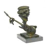 Guitar Player Bronze Sculpture on Marble Base Statue