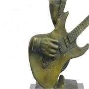 Guitar Player Bronze Sculpture on Marble Base Statue