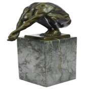 Nude Male Bronze Sculpture on Marble Base Statue