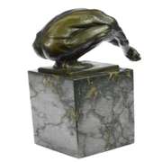 Nude Male Bronze Sculpture on Marble Base Statue