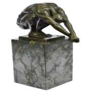 Nude Male Bronze Sculpture on Marble Base Statue
