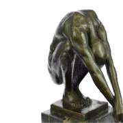 Nude Male Bronze Sculpture on Marble Base Statue